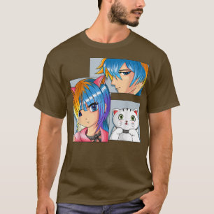 Camiseta Anime Girl Cat Otaku Anime Merch Kawaii Coisas