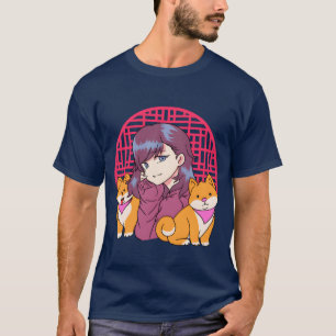 Camiseta Anime Girl com uma família engraçada de cães
