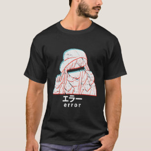 Camiseta Anime Girl Error Glitch Aestético Japonês Manga O
