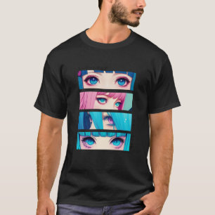 Camiseta Anime Girl Eyes Japonês Estético Kawaii Pastel O