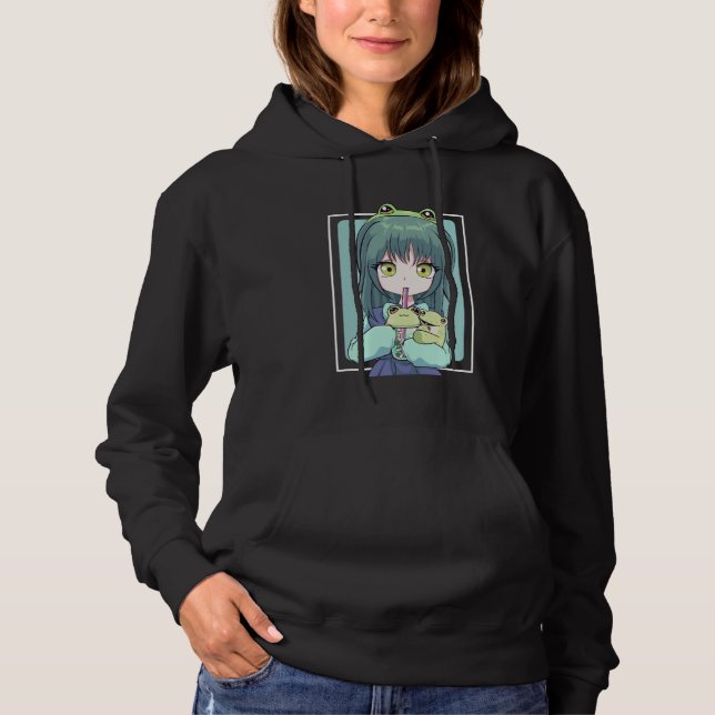 Camiseta Anime Girl for Frog Lovers and Kawaii Boba Tea Fro (Frente)