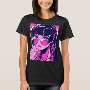Camiseta Anime Girl Kawaii Waifu - Estética Rosa Japonesa O