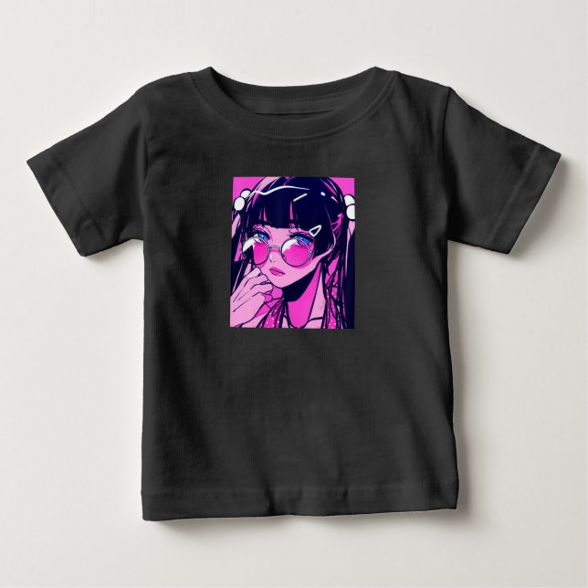 Camiseta Anime Girl Kawaii Waifu - Estética Rosa Japonesa O (Frente)