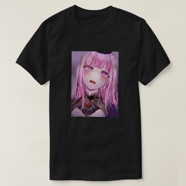 Camiseta Anime Girl Kawaii Waifu - Estética Rosa Japonesa O (Frente do Design)