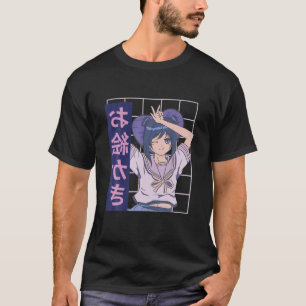 Camiseta Anime Girl Lofi Aestética Da Kawaii Retro 90S Jap