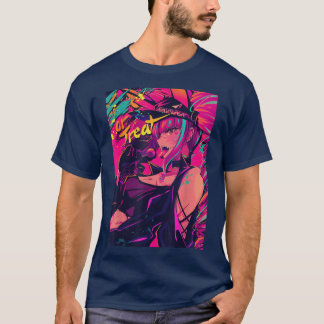 Camiseta Anime Girl Retro 80s Aesthetic Vaporwave Waifu Hal