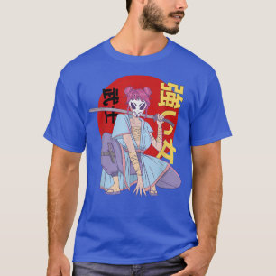 Camiseta Anime Girl Samurai Mask Japonês Art Aestic Ota