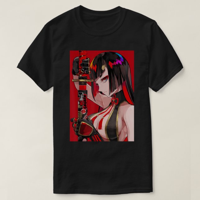 Camiseta Anime Girl Samurai Waifu japonês estético Otaku (Frente do Design)