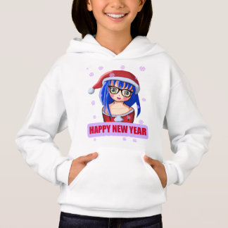 Camiseta Anime Girl Santa Hat Hoodie