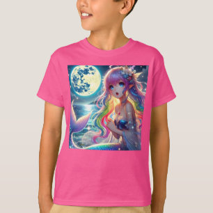 Camiseta Anime Girl Singing Moonlight Pixie Rainbow Mermaid