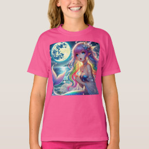 Camiseta Anime Girl Singing Moonlight Pixie Rainbow Mermaid