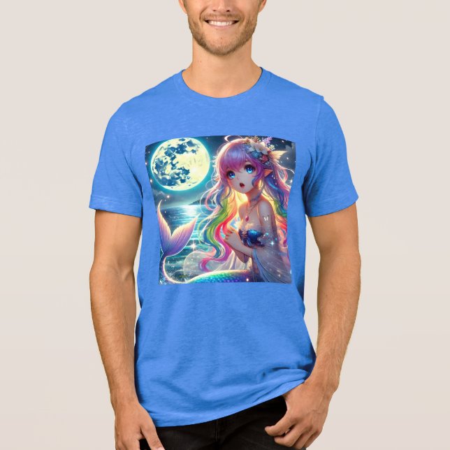 Camiseta Anime Girl Singing Moonlight Pixie Rainbow Mermaid (Frente)