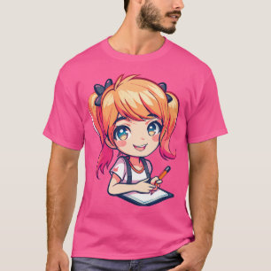 Camiseta Anime Girl Sketching Art Anime Kawaii Otaku