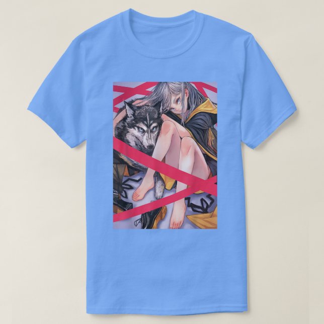 Camiseta Anime Girl Waifu Wolf Aestético Japonês Otaku (Frente do Design)