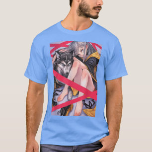 Camiseta Anime Girl Waifu Wolf Aestético Japonês Otaku