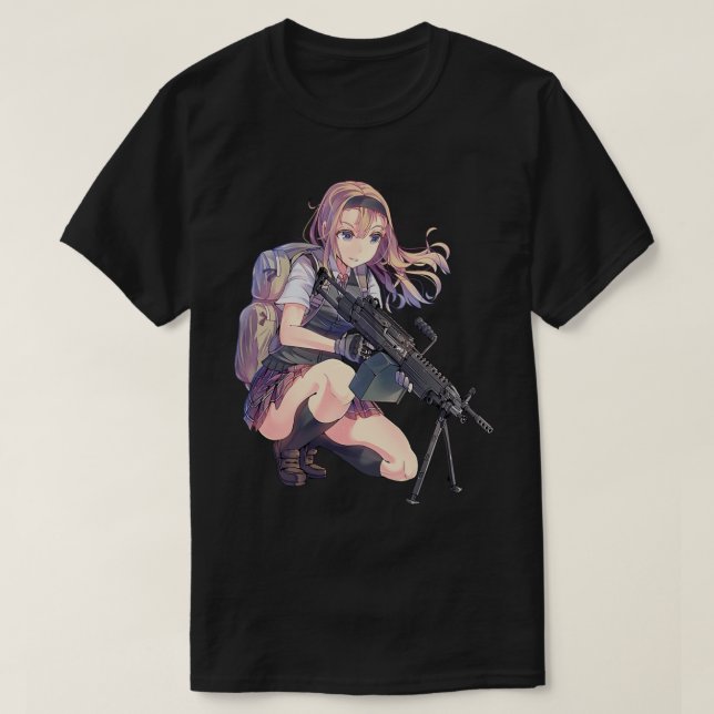 Camiseta Anime girl with gun                 (Frente do Design)