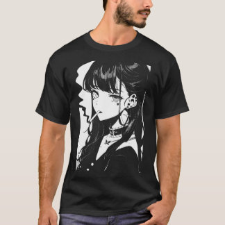 Camiseta Anime Horror Girl Aestética Soft Grunge Waifu Japa