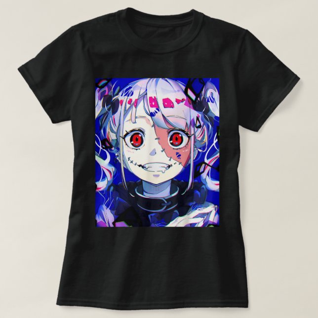 Camiseta Anime Horror Girl Kawaii Waifu - Estética Japonesa (Frente do Design)