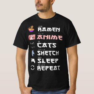 Camiseta Anime japanese ramen sketching cat Anime Lover Gir