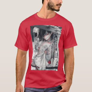 Camiseta Anime japonês - Aestética Samurai Girl Soft Grunge