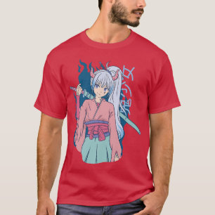 Camiseta Anime japonês Demon Samurai Ninja Rapariga Katana