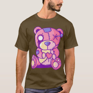 Camiseta Anime japonês do Urso Gótico Pastel Kawaii