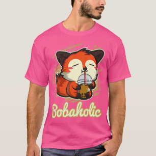 Camiseta Anime japonês Kawaii Boba Bubble Tea Fox