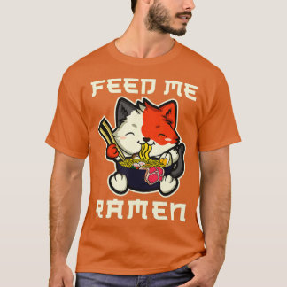 Camiseta Anime japonês Kawaii Ramen Noodles Cat