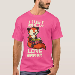Camiseta Anime japonês Kawaii Ramen Noodles Fox