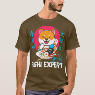 Camiseta Anime japonês Shiba Inu Sushi Kawaii Otaku Dog Ja