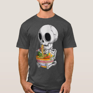 Camiseta anime japonês Skeleton Halloween ramen Foo