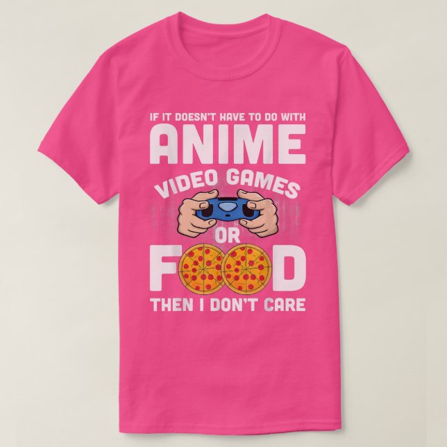 Camiseta Anime, Jogador E Coisas De Comida Meninas Homens P (Frente do Design)