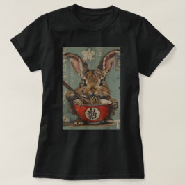 Camiseta Anime Kawaii Bunny Comendo Ra Noodles Coelho