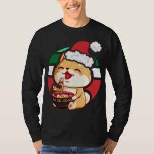 Camiseta Anime Kawaii Cachorro Shiba Inu Comendo Ramen Chri