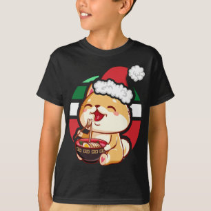 Camiseta Anime Kawaii Cachorro Shiba Inu Comendo Ramen Chri