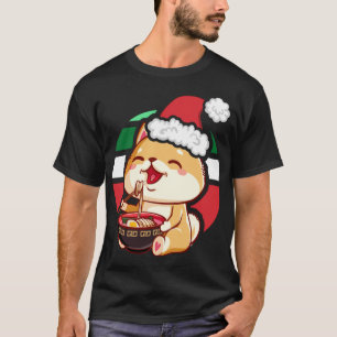 Camiseta Anime Kawaii Cachorro Shiba Inu Comendo Ramen Chri