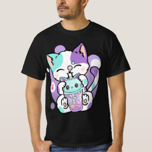 Camiseta Anime Kawaii Cat Boba Bubble Tea Neko Boba Tea Cat