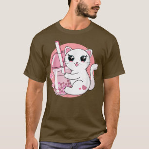 Camiseta Anime Kawaii Cat Boba Bubble Tea Women Men Teen Bo