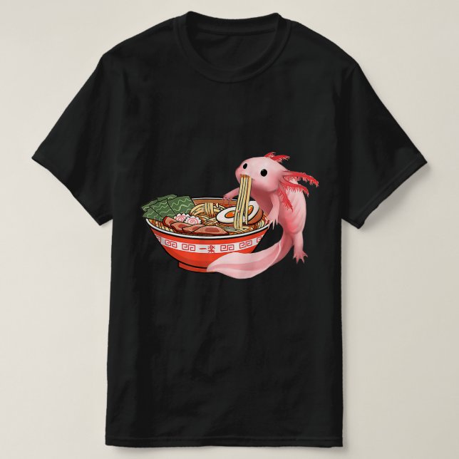 Camiseta Anime Kawaii Cute Axolotl Japonês Ramen Noodles A (Frente do Design)