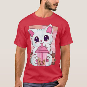 Camiseta Anime Kawaii Maneki Neko Raparigas Gatinhas, Bolha