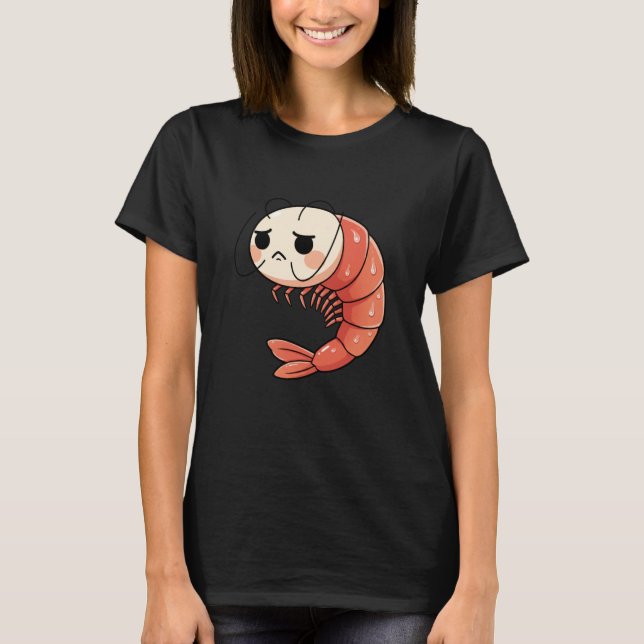 Camiseta Anime Kawaii Shrimp Chibi, Cute Grumpy Shrimp Mang (Frente)