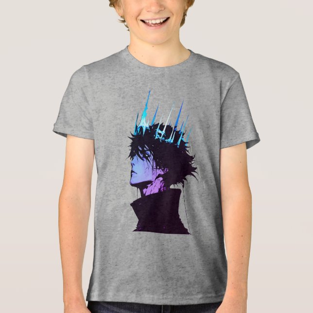 Camiseta Anime King Gothic Male Portrait with Blue Crown (Frente)