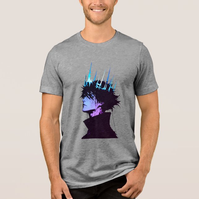 Camiseta Anime King Gothic Male Portrait with Blue Crown (Frente)