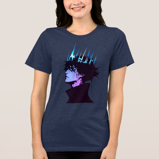 Camiseta Anime King Gothic Male Portrait with Blue Crown (Frente)