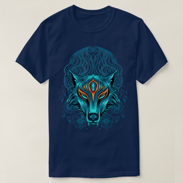 Camiseta Anime Kitsune Fox tradicional japonês Hal (Frente do Design)