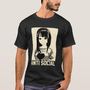 Camiseta Anime Manga Estética Gótico Japonês Tee Antissocia