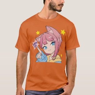 Camiseta Anime Menina Fofo Kawaii Gato de Animação Osa Mang