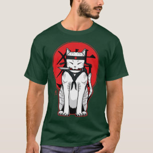 Camiseta Anime Ninja Cat Samurai Japonês Kawaii 