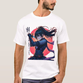 Camiseta Anime Ninja Girl com Katana - Epic Samurai Warrior