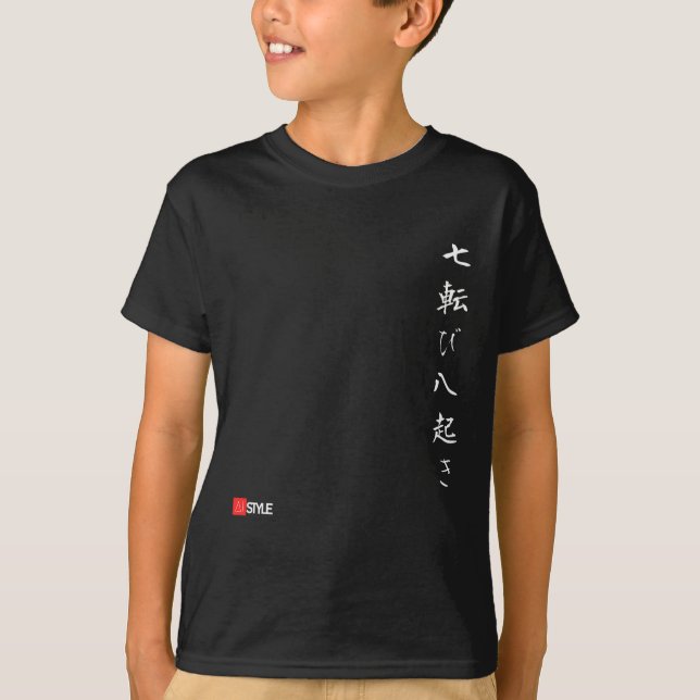 Camiseta Anime Oni Hanya japonês "Queda 7 vezes (Frente)